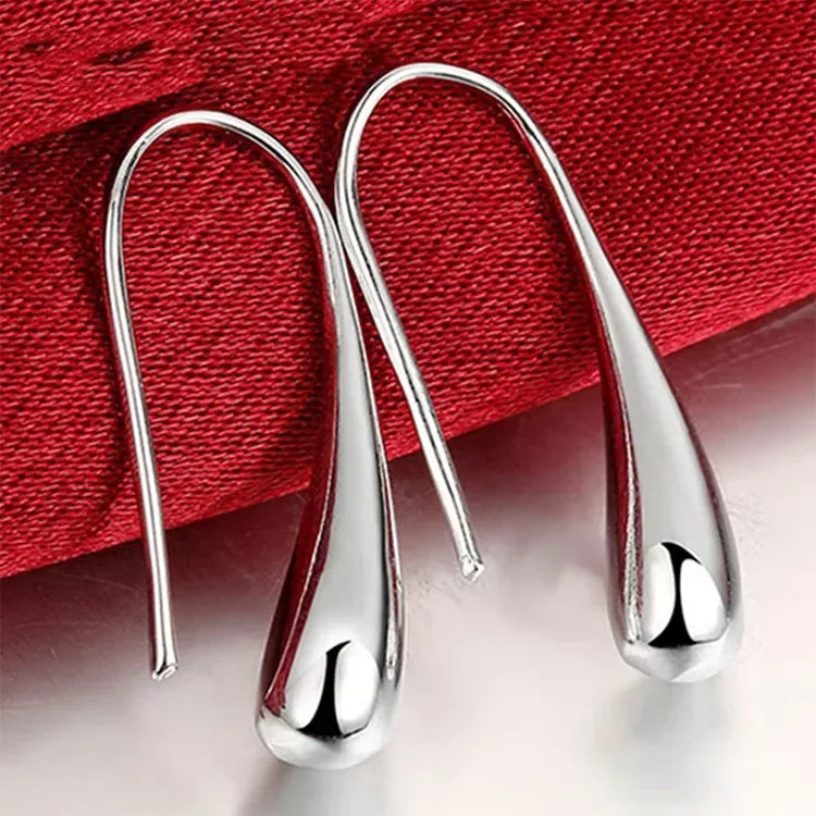 Classic Fashion Bridal Wedding Banquet Water Drop Jewelry Set Personalized Water Drop 4-Piece Set Silver Color Needle Earrings