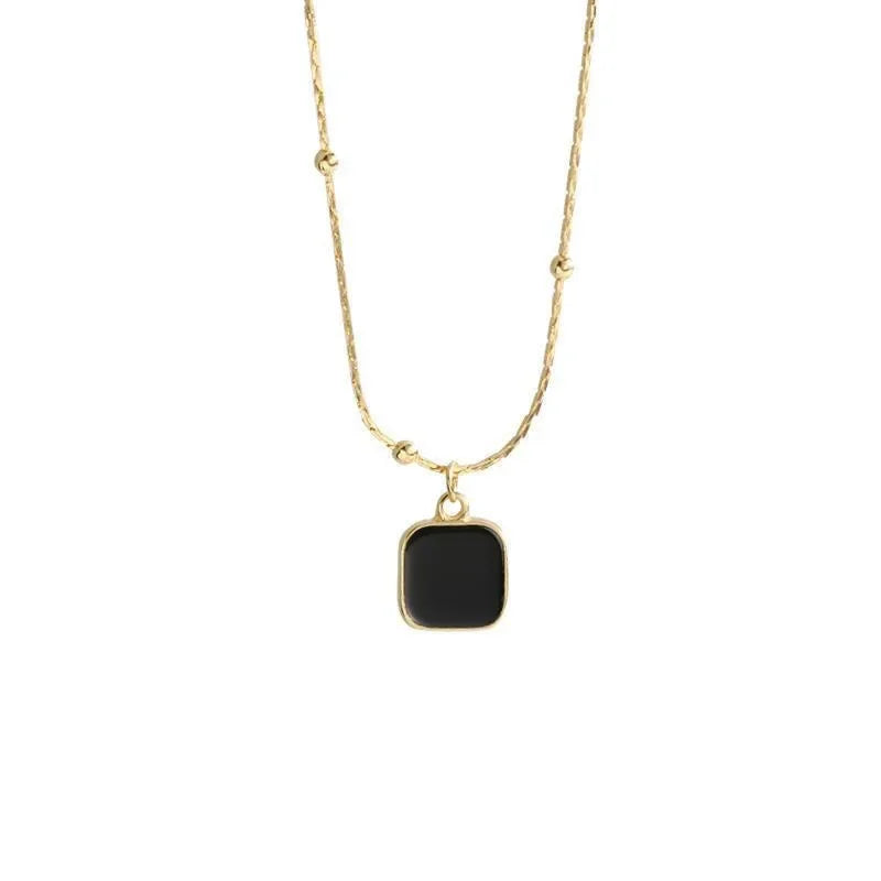 Exquisite Minimalist Black Square Pendant Necklace for Women Charm Necklace Trend Punk Choker Chains Jewelry Party Gifts